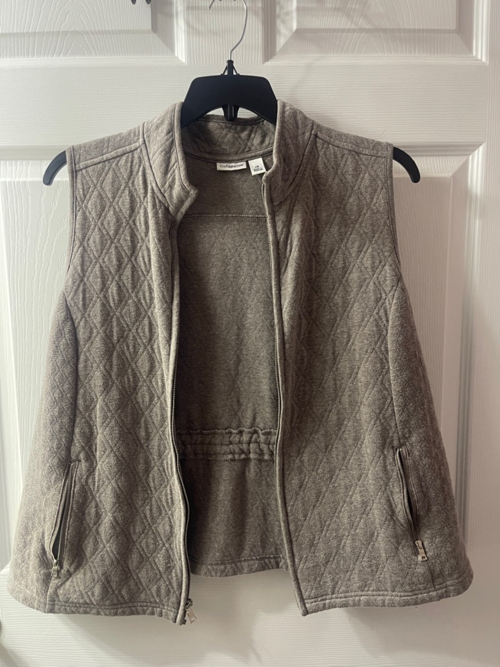 Croft & Barrow Quilted Taupe Gray Zip-Front Vest